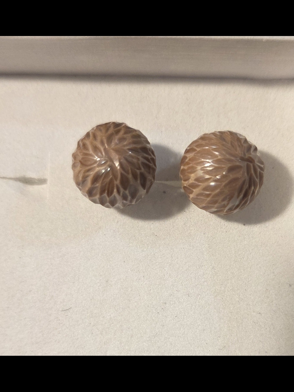 Carved Round Copper Pearl  Earrings